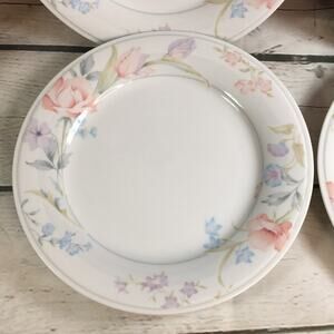 4 Limoges American 7 5/8" Salad Plates Flowers Pattern Fine Porcelain China